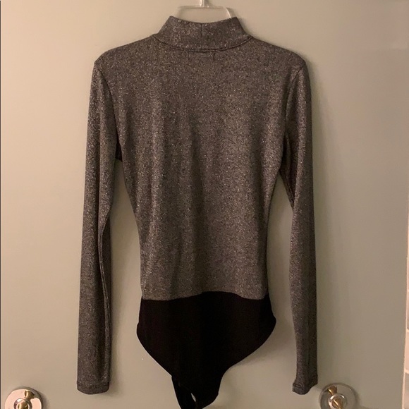 Leith Silver metallic Bodysuit Long Sleeve Keyhole - Picture 4 of 6